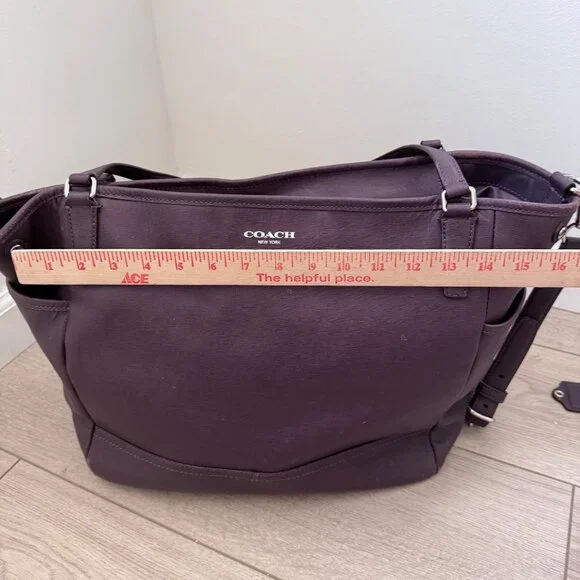 Coach Women's Bag Eggplant Purple Leather Straps Baby Diaper Bag Travel 26353 - Picture 12 of 12